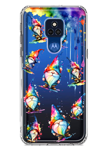 Motorola Moto G Play 2021 Neon Water Painting Colorful Splash Gnomes Hybrid Protective Phone Case Cover