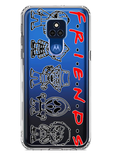 Motorola Moto G Play 2021 Cute Halloween Spooky Horror Scary Characters Friends Hybrid Protective Phone Case Cover