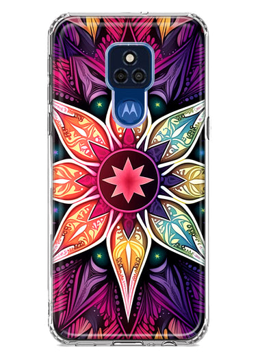 Motorola Moto G Play 2021 Mandala Geometry Abstract Star Pattern Hybrid Protective Phone Case Cover