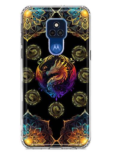 Motorola Moto G Play 2021 Mandala Geometry Abstract Dragon Pattern Hybrid Protective Phone Case Cover