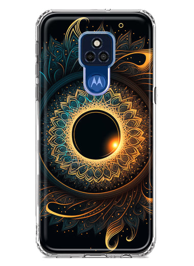 Motorola Moto G Play 2021 Mandala Geometry Abstract Eclipse Pattern Hybrid Protective Phone Case Cover