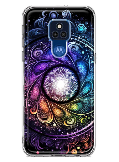 Motorola Moto G Play 2021 Mandala Geometry Abstract Galaxy Pattern Hybrid Protective Phone Case Cover