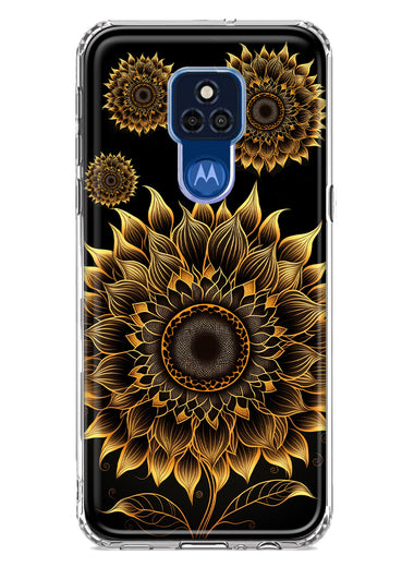 Motorola Moto G Play 2021 Mandala Geometry Abstract Sunflowers Pattern Hybrid Protective Phone Case Cover