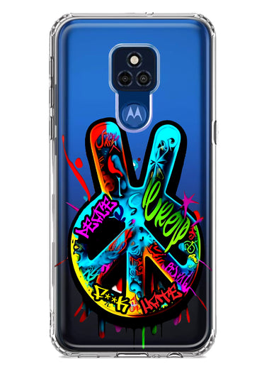 Motorola Moto G Play 2021 Peace Graffiti Painting Art Hybrid Protective Phone Case Cover