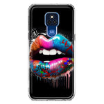 Motorola Moto G Play 2021 Colorful Lip Graffiti Painting Art Hybrid Protective Phone Case Cover