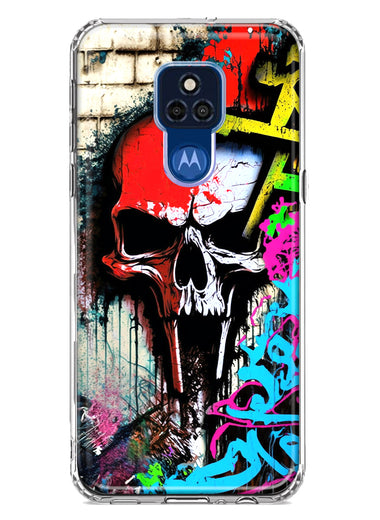 Motorola Moto G Play 2021 Skull Face Graffiti Painting Art Hybrid Protective Phone Case Cover