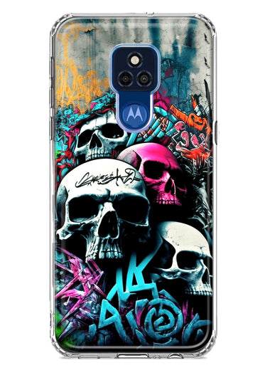 Motorola Moto G Play 2021 Skulls Graffiti Painting Art Hybrid Protective Phone Case Cover