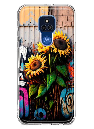 Motorola Moto G Play 2021 Sunflowers Graffiti Painting Art Hybrid Protective Phone Case Cover