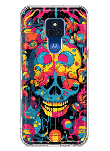 Motorola Moto G Play 2021 Psychedelic Trippy Death Skull Pop Art Hybrid Protective Phone Case Cover