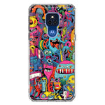Motorola Moto G Play 2021 Psychedelic Trippy Happy Aliens Characters Hybrid Protective Phone Case Cover