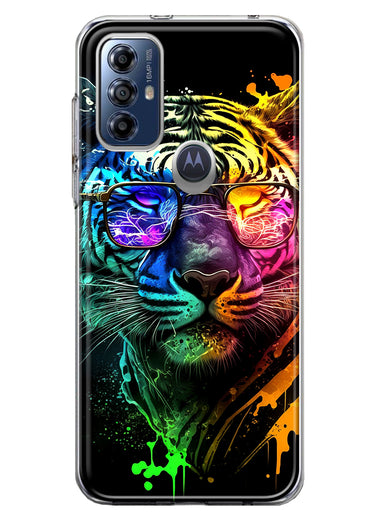 Motorola Moto G Play 2023 Neon Rainbow Swag Tiger Hybrid Protective Phone Case Cover