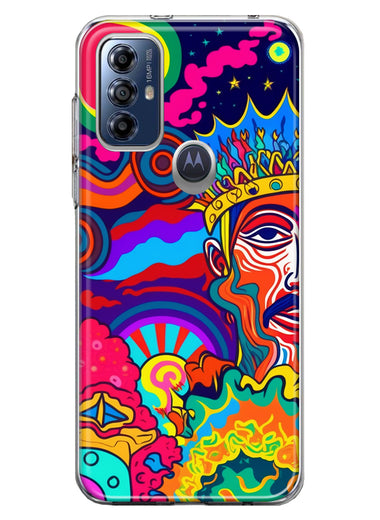Motorola Moto G Play 2023 Neon Rainbow Psychedelic Indie Hippie Indie King Hybrid Protective Phone Case Cover