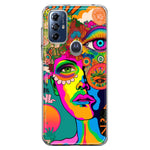 Motorola Moto G Play 2023 Neon Rainbow Psychedelic Hippie One Eye Pop Art Hybrid Protective Phone Case Cover