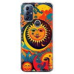 Motorola Moto G Play 2023 Neon Rainbow Psychedelic Indie Hippie Sun Moon Hybrid Protective Phone Case Cover