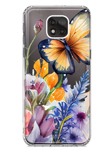 Motorola Moto G Power 2021 Spring Summer Flowers Butterfly Purple Blue Lilac Floral Hybrid Protective Phone Case Cover