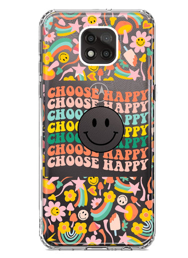Motorola Moto G Power 2021 Choose Happy Smiley Face Retro Vintage Groovy 70s Style Hybrid Protective Phone Case Cover