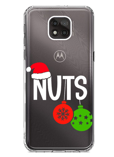 Motorola Moto G Power 2021 Christmas Funny Couples Chest Nuts Ornaments Hybrid Protective Phone Case Cover