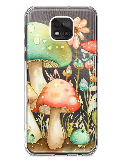 Motorola Moto G Power 2021 Fairytale Watercolor Mushrooms Pastel Spring Flowers Floral Hybrid Protective Phone Case Cover
