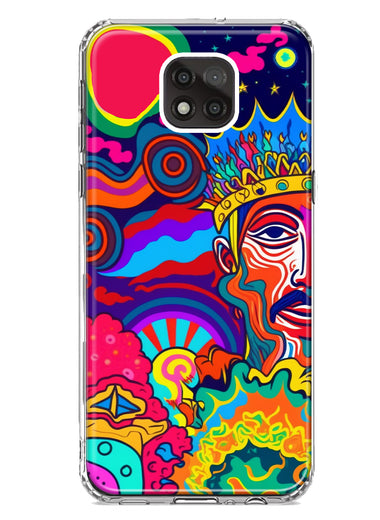 Motorola Moto G Power 2021 Neon Rainbow Psychedelic Indie Hippie Indie King Hybrid Protective Phone Case Cover