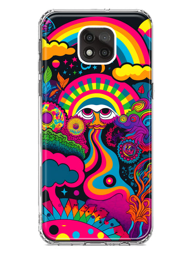 Motorola Moto G Power 2021 Psychedelic Trippy Hippie Night Walk Hybrid Protective Phone Case Cover