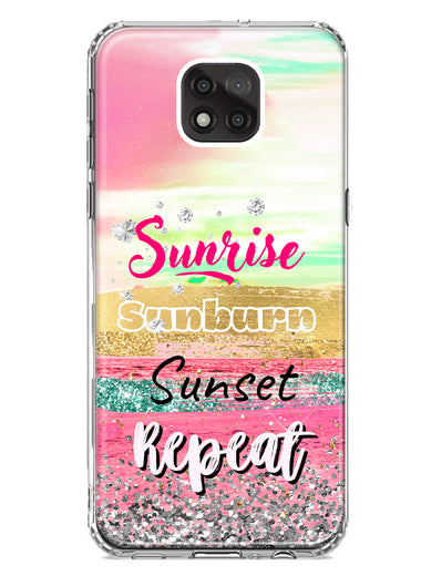 Motorola Moto G Power 2021 Summer Brush Strokes Sunrise Sunburn Sunset Repeat Hybrid Protective Phone Case Cover