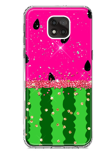 Motorola Moto G Power 2021 Summer Watermelon Sugar Vacation Tropical Fruit Pink Green Hybrid Protective Phone Case Cover