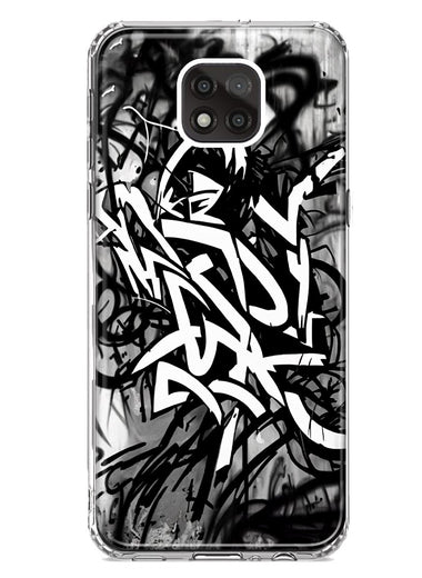 Motorola Moto G Power 2021 Black White Urban Graffiti Hybrid Protective Phone Case Cover