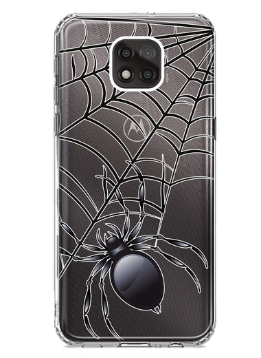 Motorola Moto G Power 2021 Creepy Black Spider Web Halloween Horror Spooky Hybrid Protective Phone Case Cover