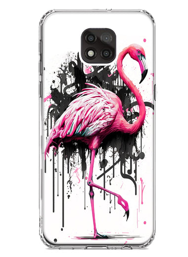 Motorola Moto G Power 2021 Pink Flamingo Painting Graffiti Hybrid Protective Phone Case Cover