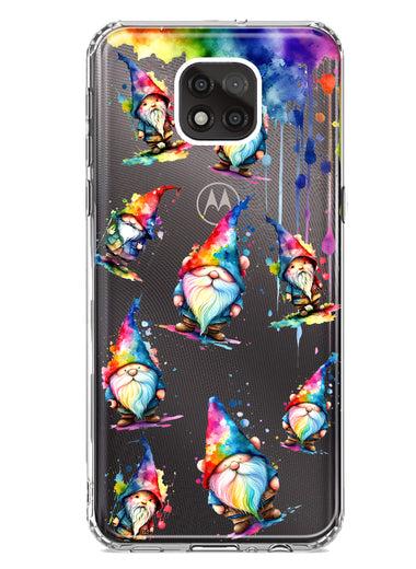 Motorola Moto G Power 2021 Neon Water Painting Colorful Splash Gnomes Hybrid Protective Phone Case Cover