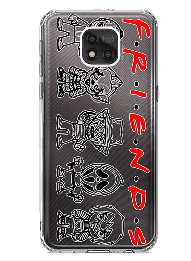Motorola Moto G Power 2021 Cute Halloween Spooky Horror Scary Characters Friends Hybrid Protective Phone Case Cover