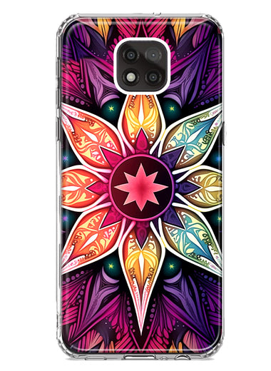 Motorola Moto G Power 2021 Mandala Geometry Abstract Star Pattern Hybrid Protective Phone Case Cover