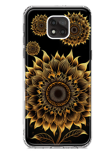 Motorola Moto G Power 2021 Mandala Geometry Abstract Sunflowers Pattern Hybrid Protective Phone Case Cover