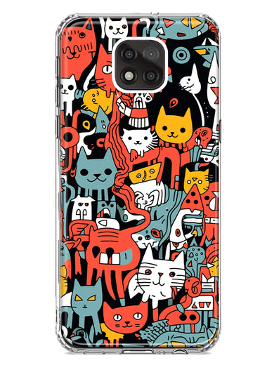 Motorola Moto G Power 2021 Psychedelic Cute Cats Friends Pop Art Hybrid Protective Phone Case Cover