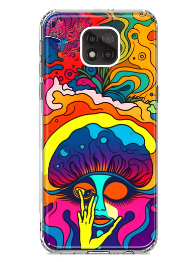 Motorola Moto G Power 2021 Neon Rainbow Psychedelic Trippy Hippie Big Brain Hybrid Protective Phone Case Cover
