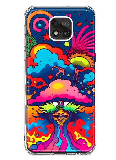 Motorola Moto G Power 2021 Neon Rainbow Psychedelic Trippy Hippie Bomb Star Dream Hybrid Protective Phone Case Cover