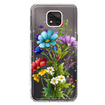 Motorola Moto G Power 2021 Purple Yellow Red Spring Flowers Floral Hybrid Protective Phone Case Cover