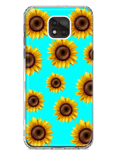 Motorola Moto G Power 2021 Yellow Sunflowers Polkadot on Turquoise Teal Double Layer Phone Case Cover