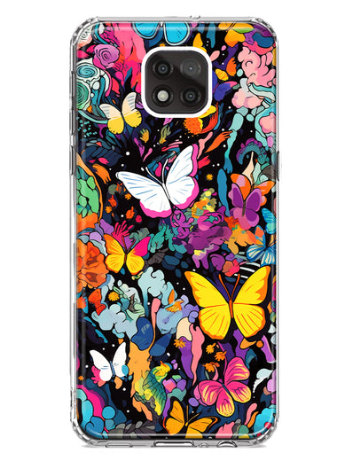 Motorola Moto G Power 2021 Psychedelic Trippy Butterflies Pop Art Hybrid Protective Phone Case Cover