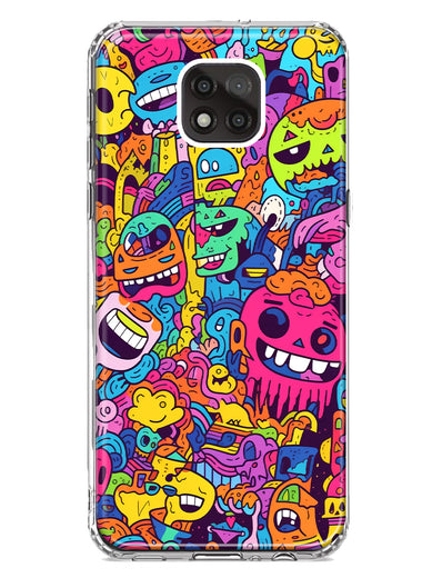 Motorola Moto G Power 2021 Psychedelic Trippy Happy Characters Pop Art Hybrid Protective Phone Case Cover