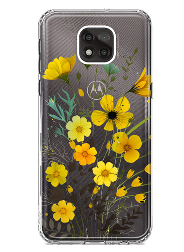 Motorola Moto G Power 2021 Yellow Summer Flowers Floral Hybrid Protective Phone Case Cover