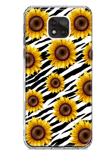 Motorola Moto G Power 2021 White Zebra Sunflowers Polkadots Double Layer Phone Case Cover