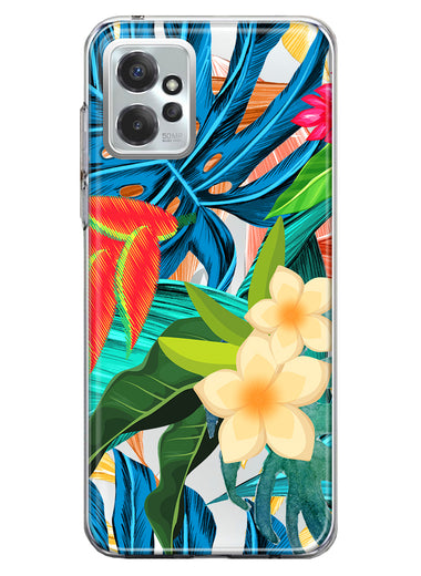 Motorola Moto G Power 2023 Blue Monstera Pothos Tropical Floral Summer Flowers Hybrid Protective Phone Case Cover