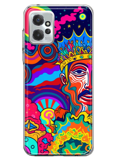 Motorola Moto G Power 2023 Neon Rainbow Psychedelic Indie Hippie Indie King Hybrid Protective Phone Case Cover