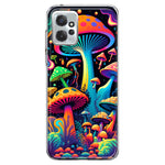 Motorola Moto G Power 2023 Neon Rainbow Psychedelic Indie Hippie Mushrooms Hybrid Protective Phone Case Cover