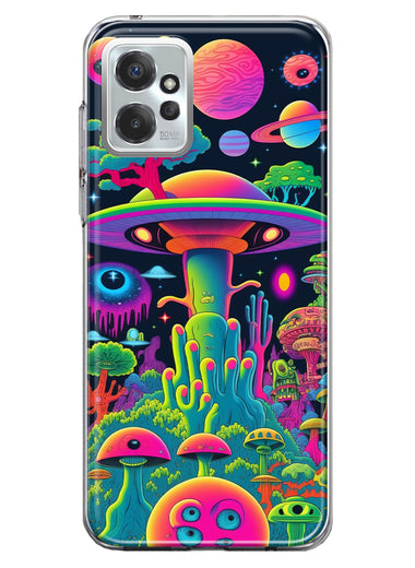 Motorola Moto G Power 2023 Neon Rainbow Psychedelic UFO Alien Planet Hybrid Protective Phone Case Cover