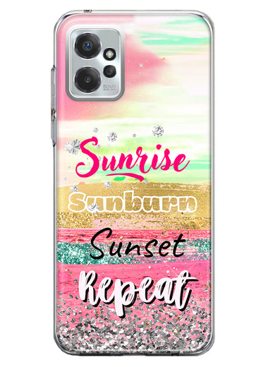 Motorola Moto G Power 2023 Summer Brush Strokes Sunrise Sunburn Sunset Repeat Hybrid Protective Phone Case Cover