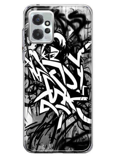 Motorola Moto G Power 2023 Black White Urban Graffiti Hybrid Protective Phone Case Cover