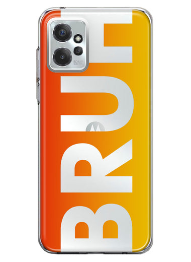 Motorola Moto G Power 2023 Orange Red Clear Funny Text Quote Bruh Hybrid Protective Phone Case Cover