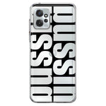 Motorola Moto G Power 2023 Black Clear Funny Text Quote Bussin Hybrid Protective Phone Case Cover